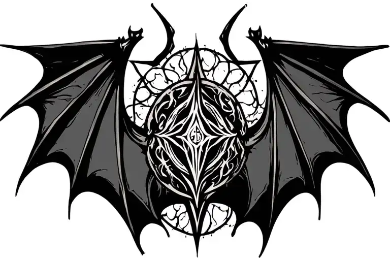 Gothic Neo Sigil Tattoo Bat Symbolism Symmetrical