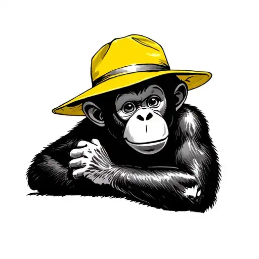 Curious George Hiding Under The Man In The Yellow Hats Hat