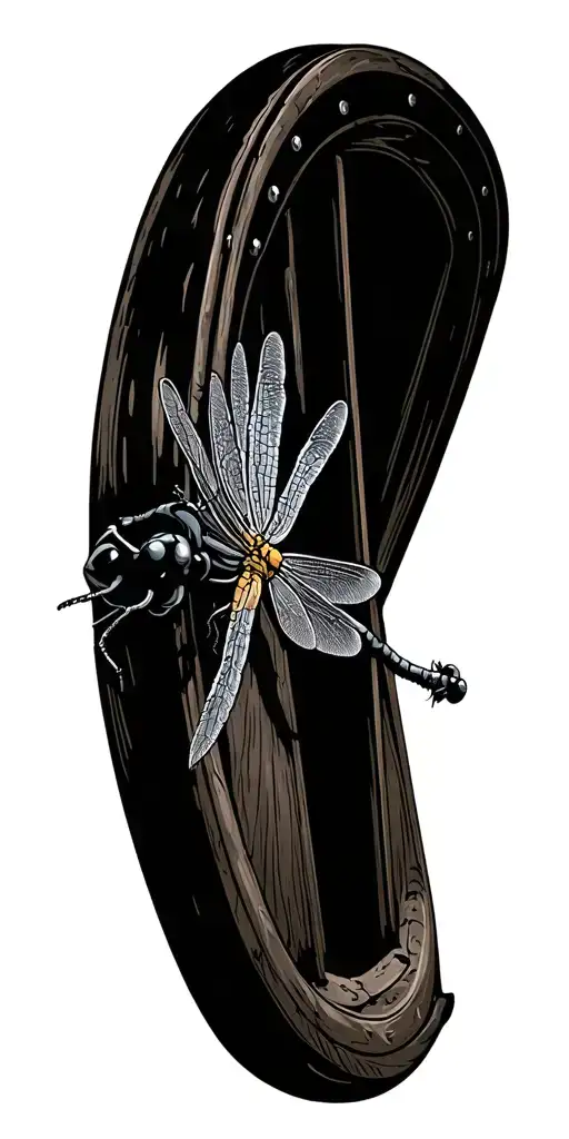 A Dragonfly Perched On A Boat Steering Wheel