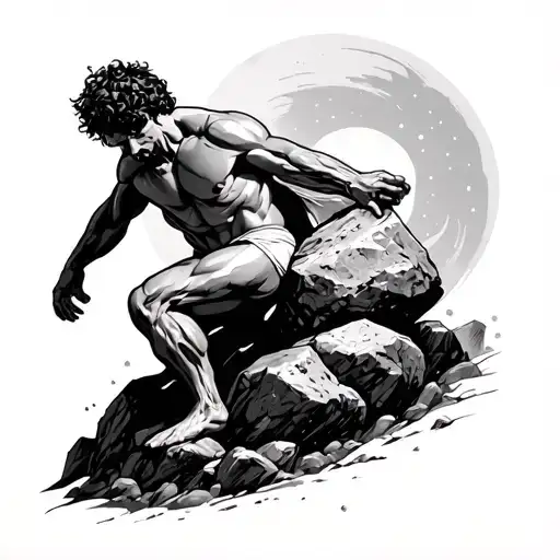 Sysyphus Pushing A Boulder