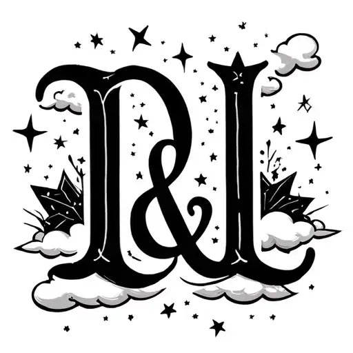 Letters D&l With Stars And Clouds