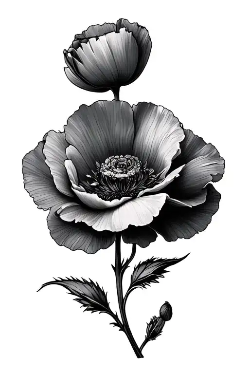 Poppy Flower Line Tattoo Inspired