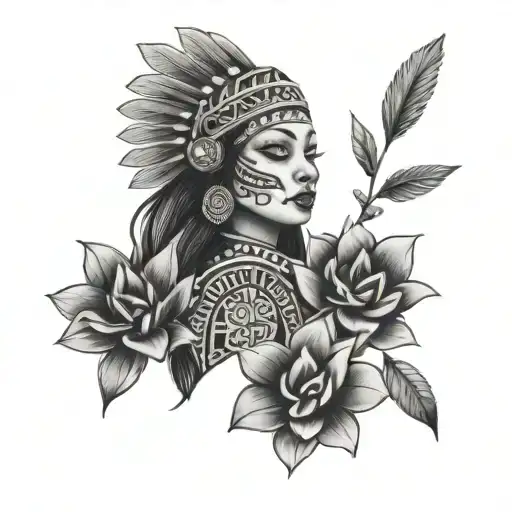 Marujuana Flower With Aztec Girl