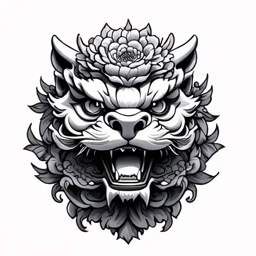 Foo Dog With Flower