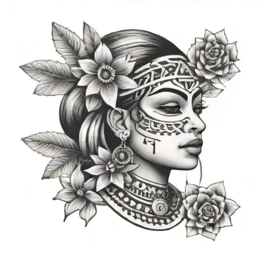 Marujuana Flower With Aztec Girl Small