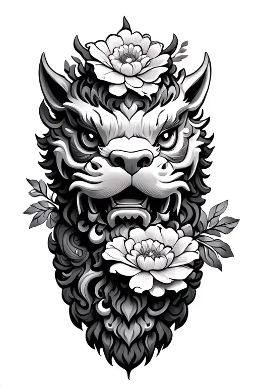 Foo Dog With Flower