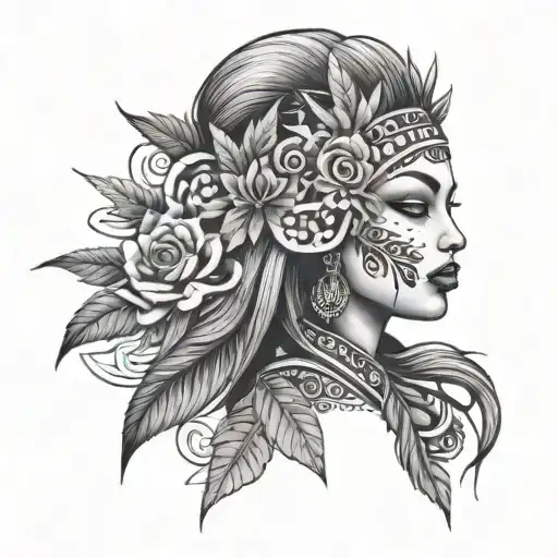 Weed Flower With Aztec Girl Background