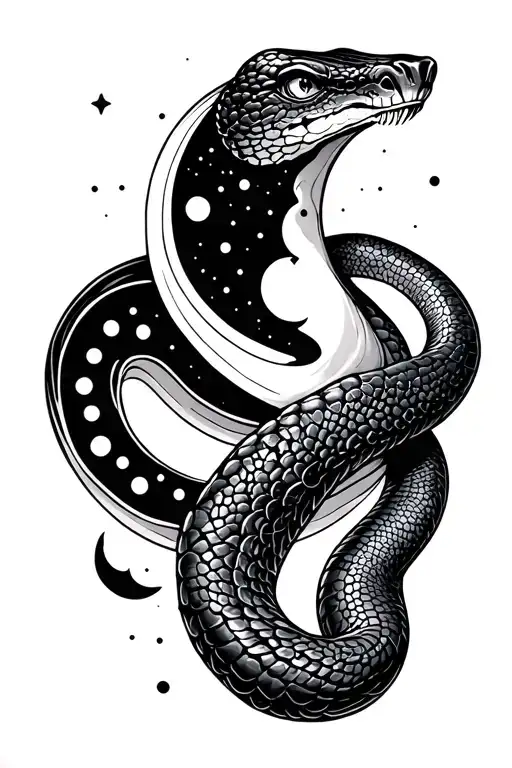 Snake With Moon Phases