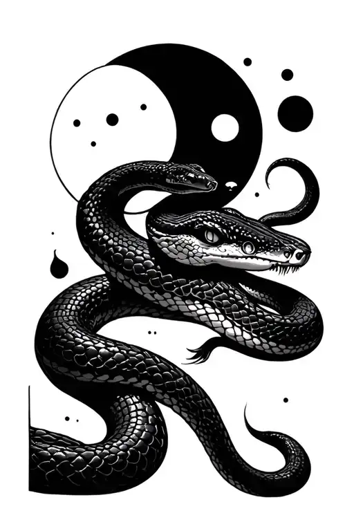 Snake With Moon Phases On Top