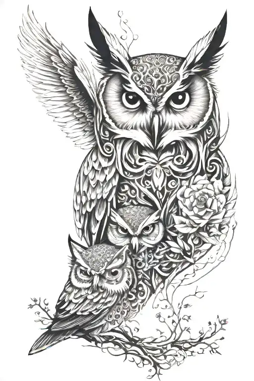 Owl And Fox Fine Line Style