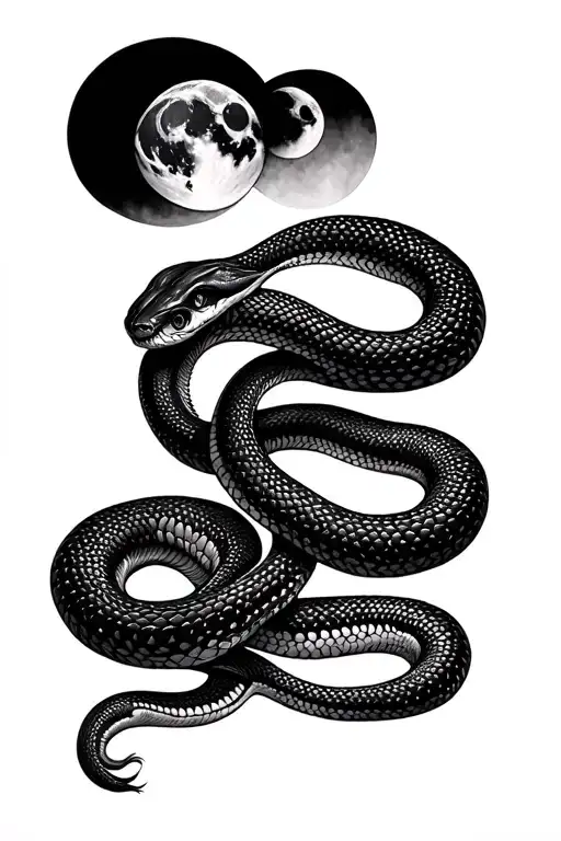 Snake With Moon Phases On Top View