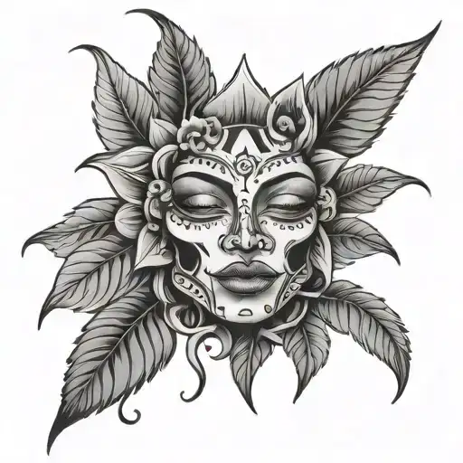 Weed Flower With Chicano Tattoo Face