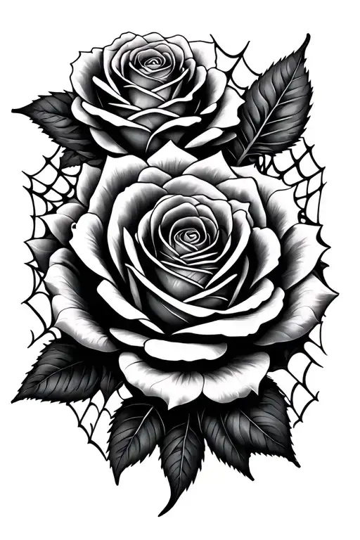 Roses Spider Web Intertwined