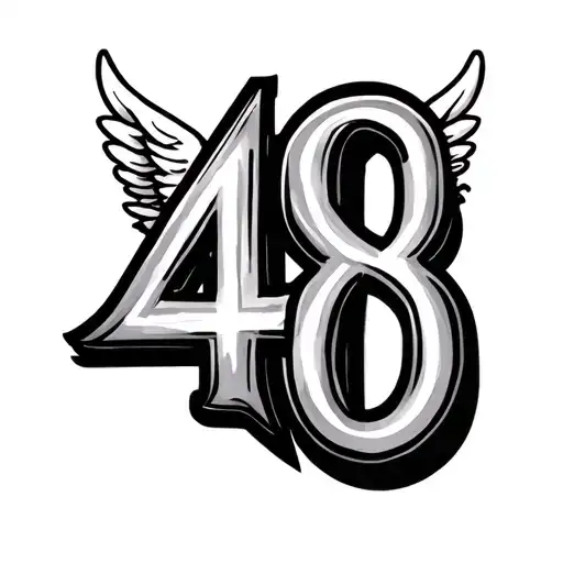 Simple Number 48 With Angle Wings