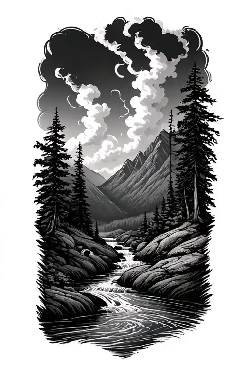 Smoky Mountains With River Flowing