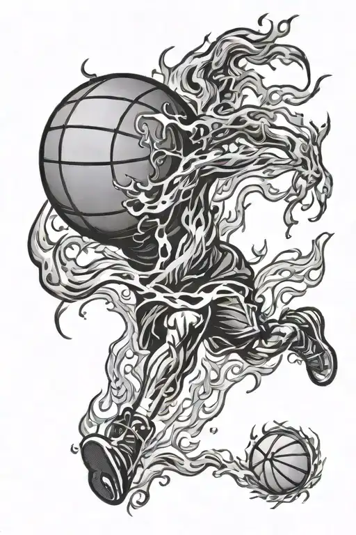 Basketball On Fire Flames