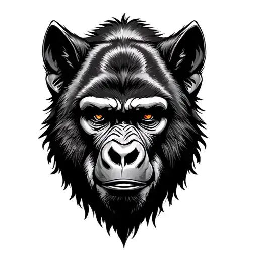 Gorilla And Wolf Face