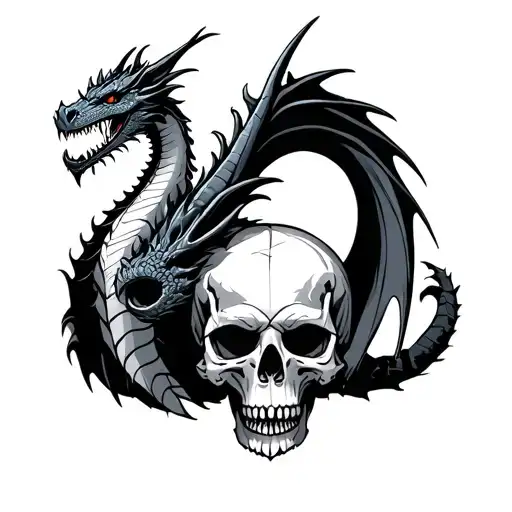 Dragon Holding A Viking Skull