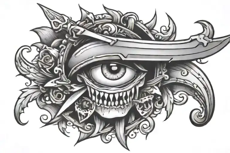 Dagger With Teeths In The Blade And One Eye In The Top