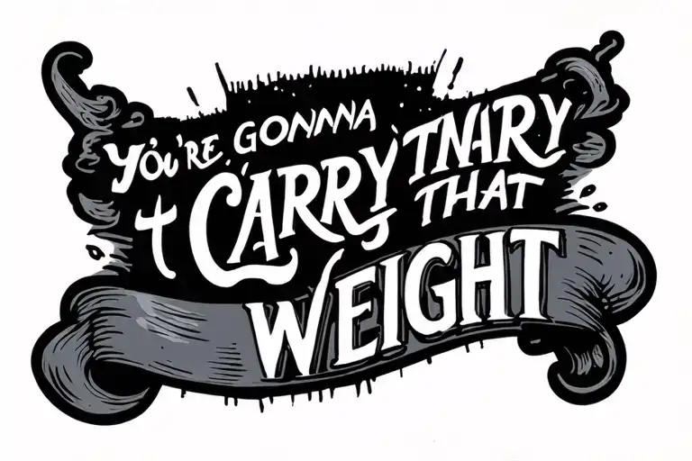 Typography Tattoo Saying You're Gonna Carry That Weight