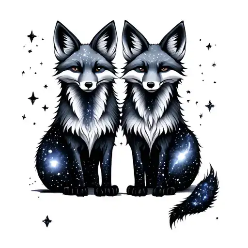 Gemini Twin Foxes Galaxy Filled With Stars