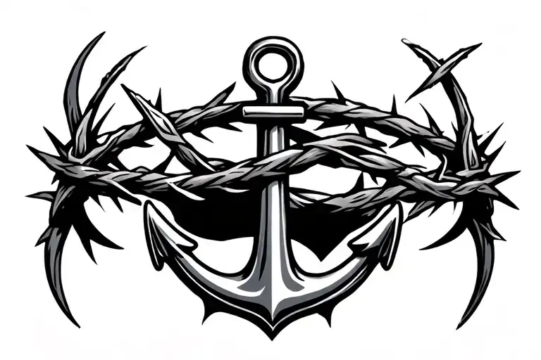 Crown Of Thorns And Anchor Intertwined