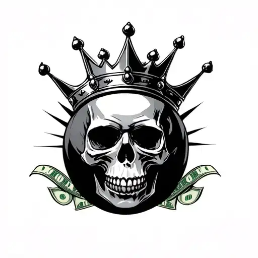 8Ball Money King Crown Skull
