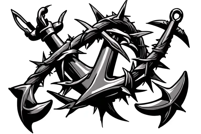 Small Crown Of Thorns And Anchor Intertwined
