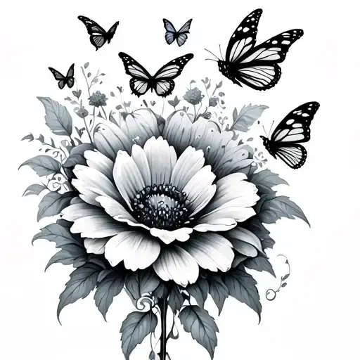 Delilah Flower With Butterflies Fluttering