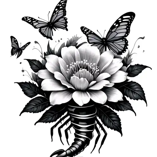 Delilah Flower With Butterflies Fluttering Scorpio