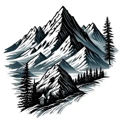 Family First Tatto Mountain Scence