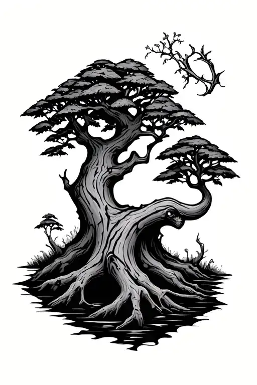 Aquarius Sign With Wood Tree Made