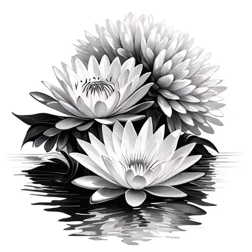 Water Lily And Chrysanthemum