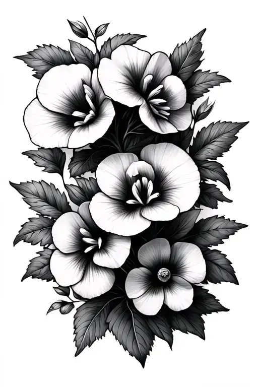 Violets And Sweet Pea Flowers