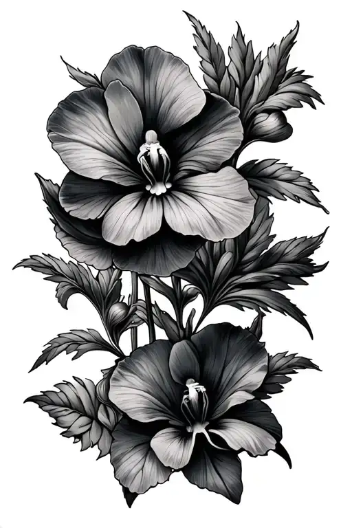 Violets And Sweet Pea Flower