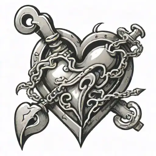 Stabbed Heart Cutting Aorta Off Heart Shaped Lock