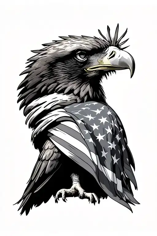 Eagle Draped In The American Flag