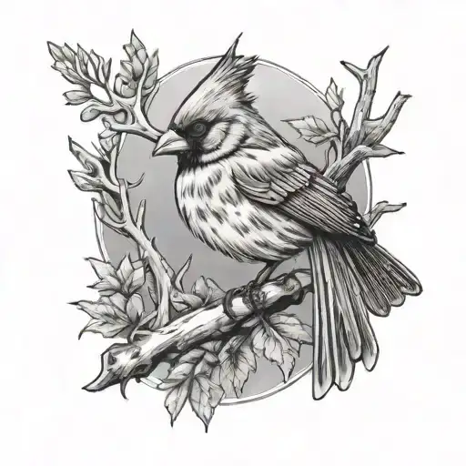 Cardinal Sitting On Deer Antler