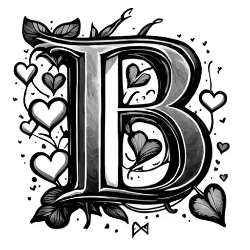 The Letter B And Hearts