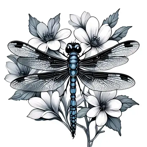 Dragonfly With Flowers
