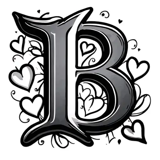 The Letter B And Hearts