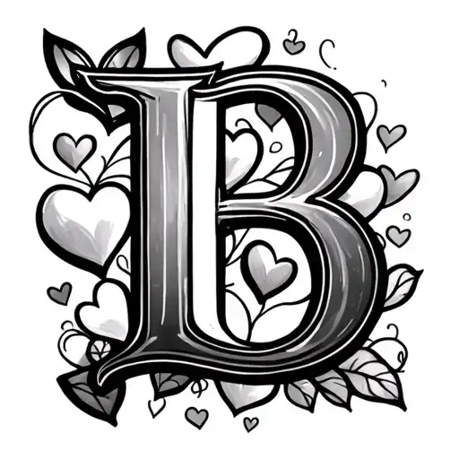 The Letter B And Hearts