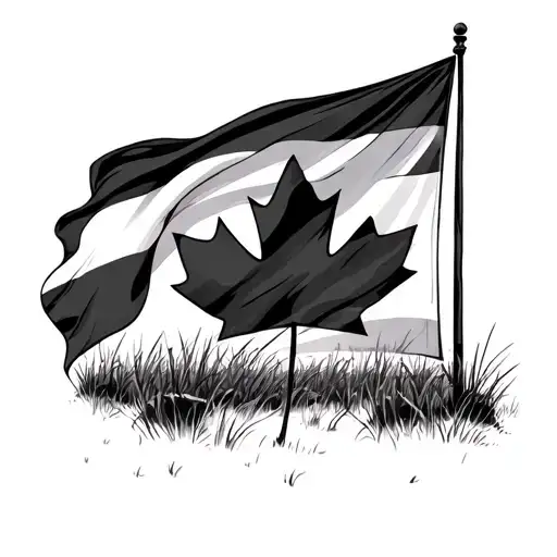 Canadian Flag And Prairies