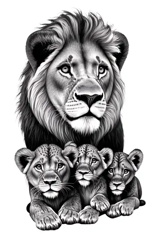 Lion With Lion Cubs