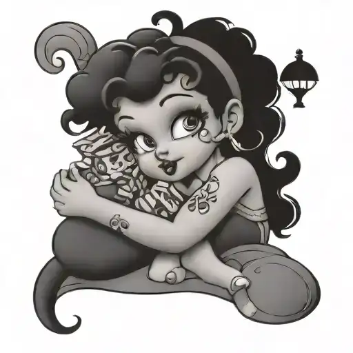 Betty Boop Holding A Stack