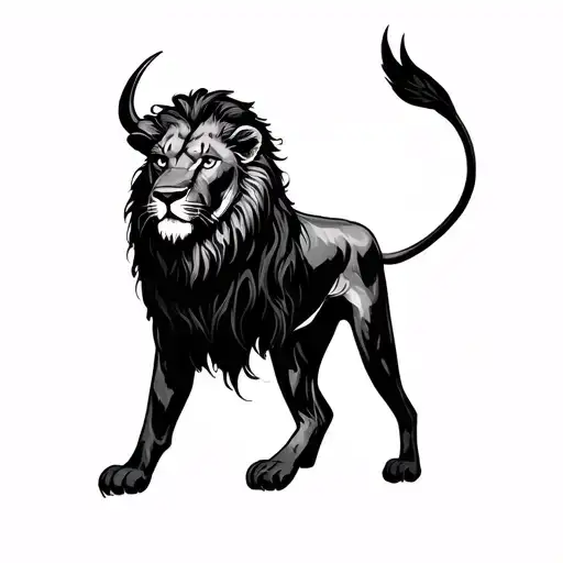 Tattoo Astrological Sign Of The Lion Of The Bull And The Black And White Cancer