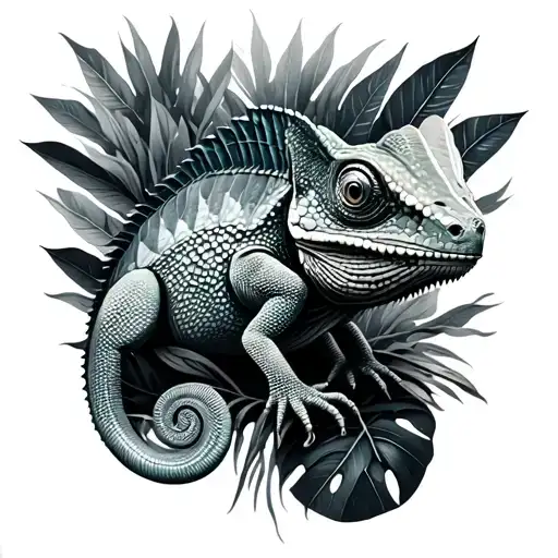 Chameleon And Jungle Background