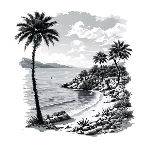 Kefalonia Map And Beach Scene Inside