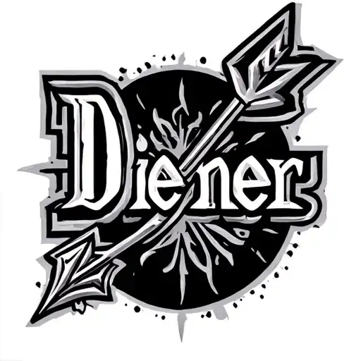 Diener Name With An Arrow Pointing Up