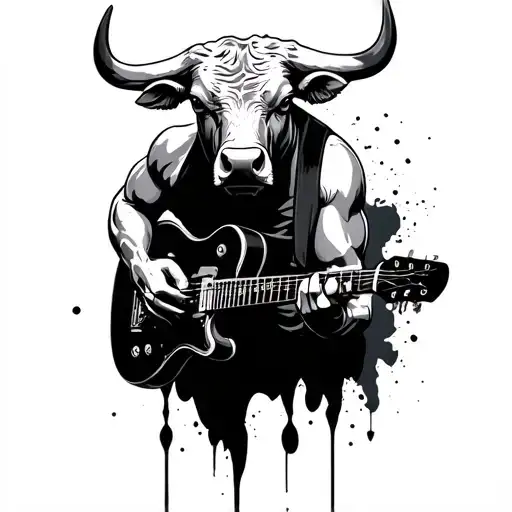 Bull Playing Guitar